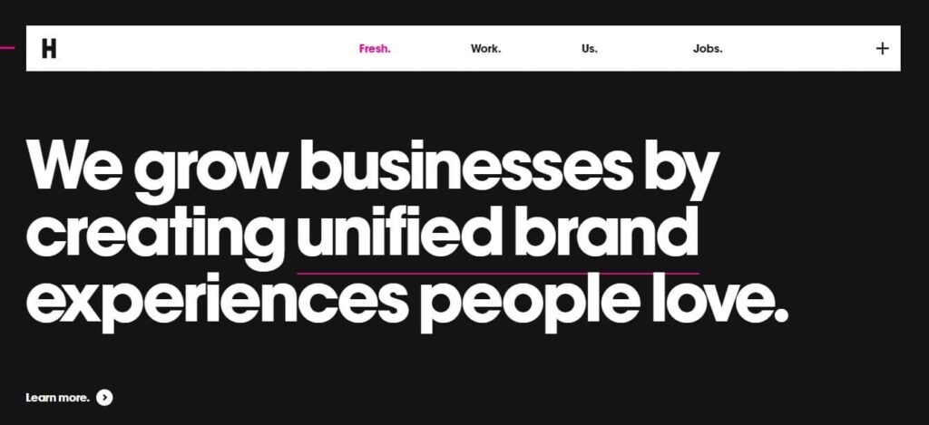 Size: Large size elements are often perceived as something important. See the home page of hugeinc.com and Cafe Mokarico.
