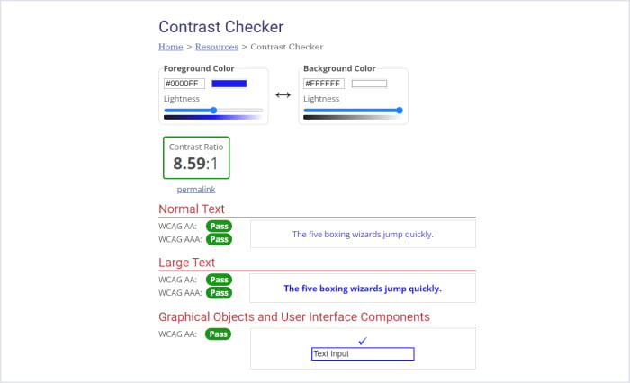 WebAIM contrast checker